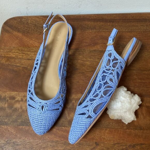 Talbots Light Blue Crochet Slingback Flats - Picture 10 of 10